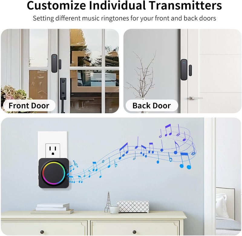 BITIWEND Door Chime, Door Chimes When Door Opens, Door Sensor Door Open Alarm with 600 FT Range, 32 Chimes 5 Adjustable Volume, Door Ringer Alert for Business/Home/Kids When Entering (2Receivers+1Sensor) - Image 3